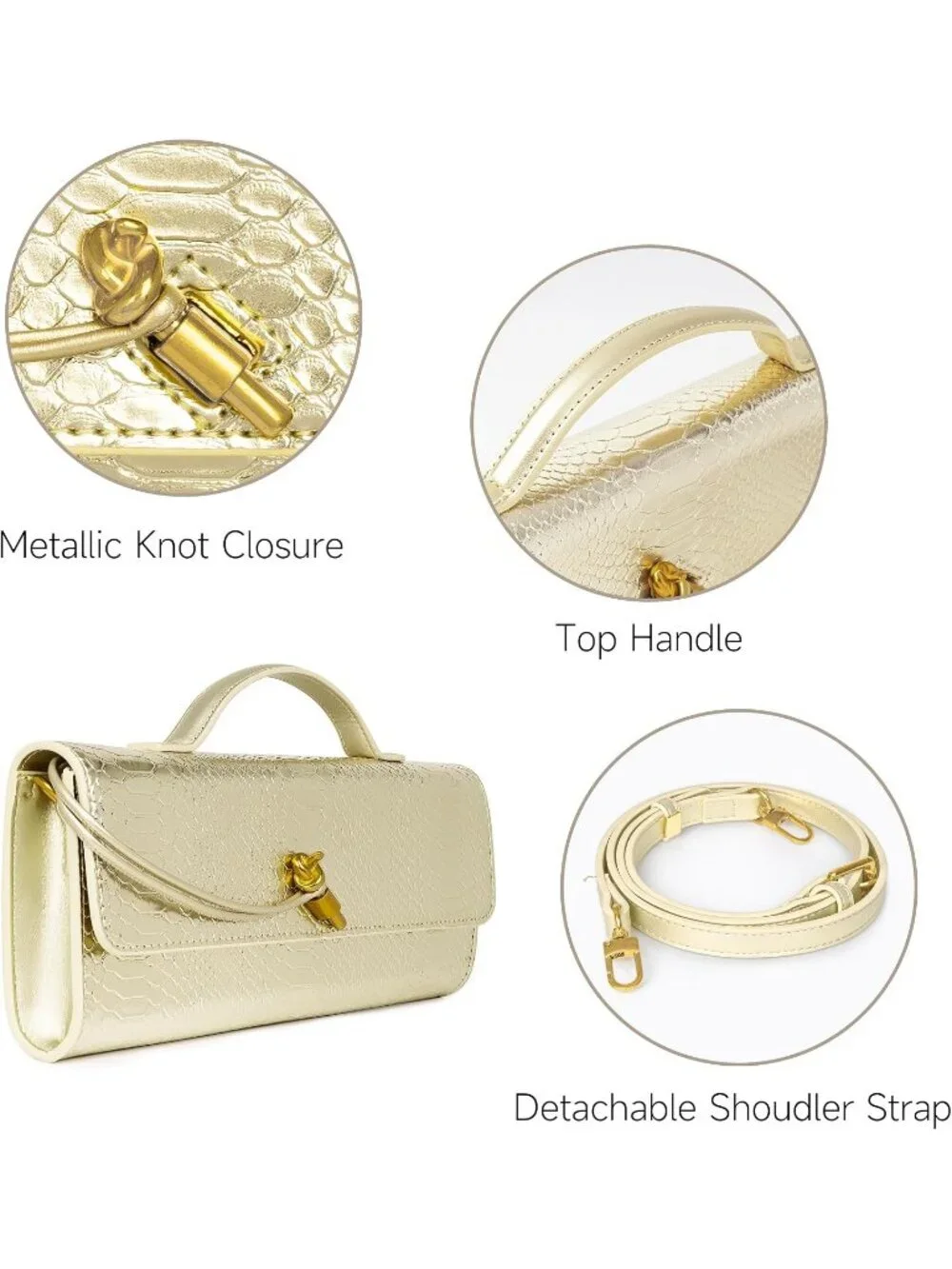 Women Golden Croco Leather Suede Woven Clutch Purse For Evening Crossbody Bag